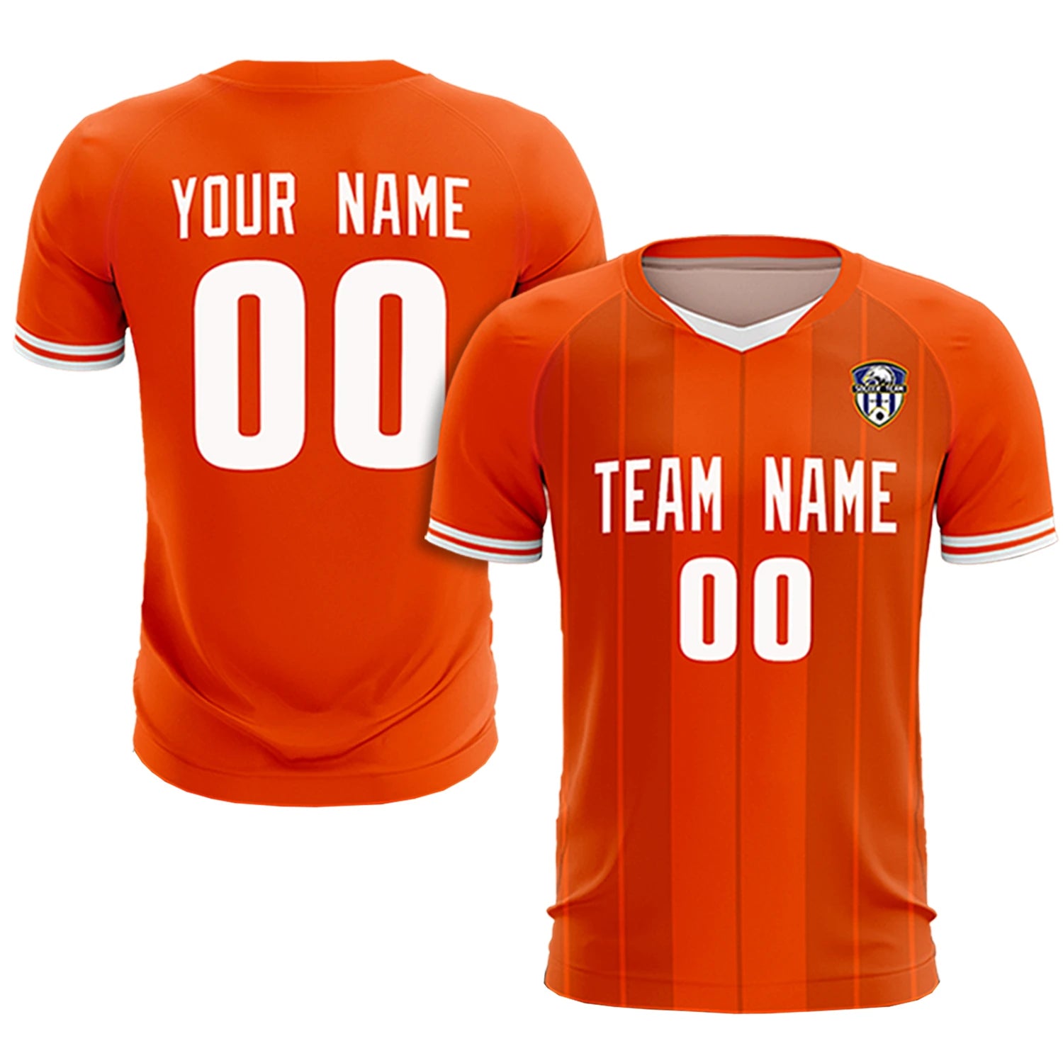 Custom Orange White-Black Design Uniform Soccer Sets Jersey