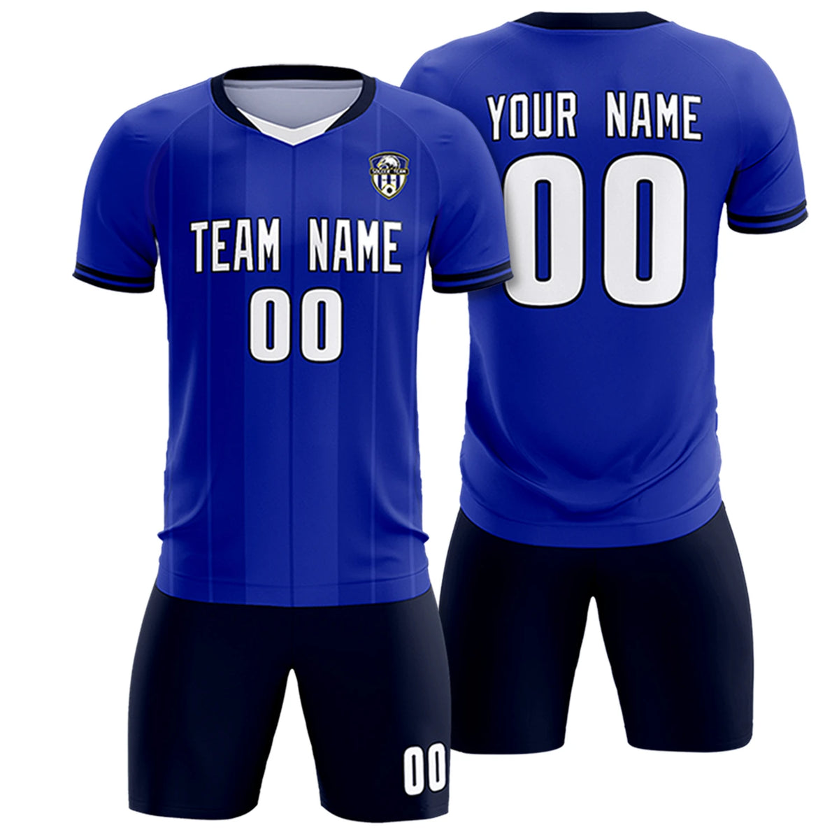 Custom Royal Blue-Navy Navy Design Uniform Soccer Sets Jersey