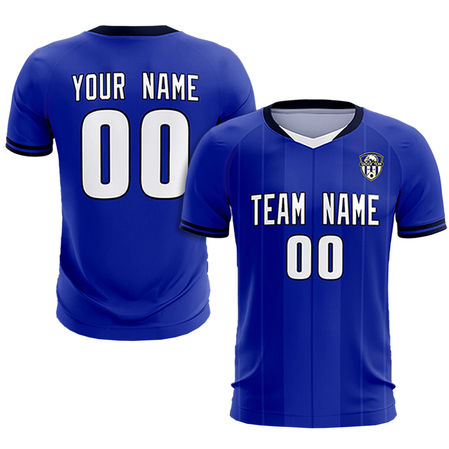 Custom Royal Blue-Navy Navy Design Uniform Soccer Sets Jersey