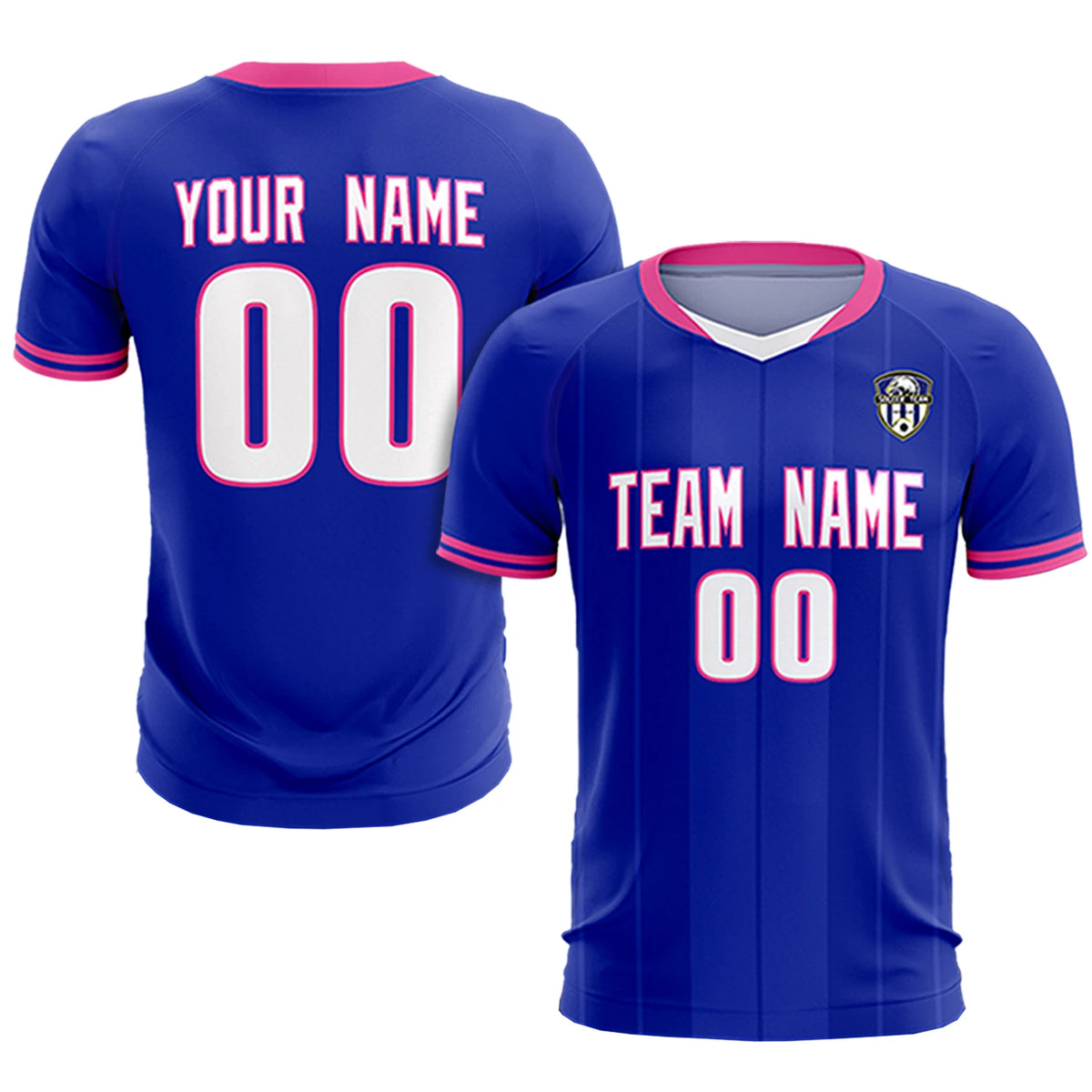 Custom Royal Blue-Pink Navy Design Uniform Soccer Sets Jersey
