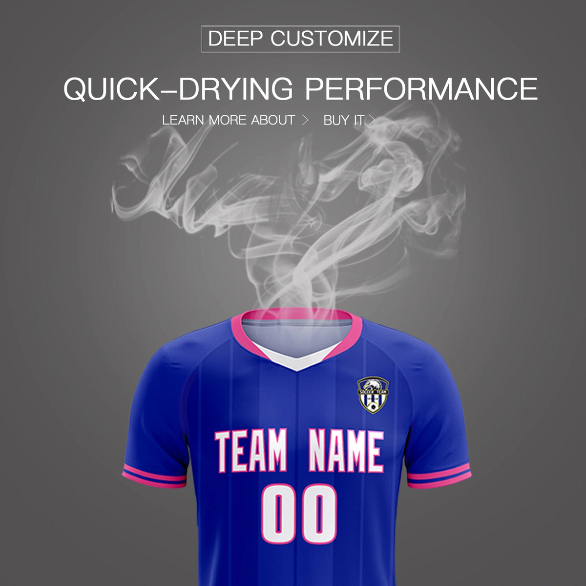 Custom Royal Blue-Pink Navy Design Uniform Soccer Sets Jersey