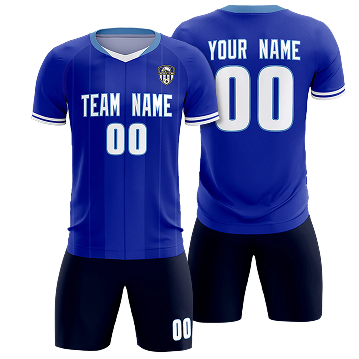 Custom Royal Blue-Light Blue Navy Design Uniform Soccer Sets Jersey