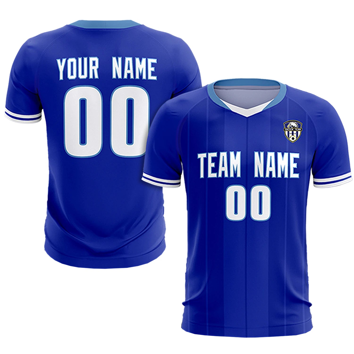 Custom Royal Blue-Light Blue Navy Design Uniform Soccer Sets Jersey