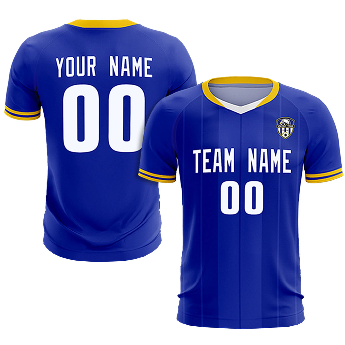 Custom Royal Blue-Old Gold Navy Design Uniform Soccer Sets Jersey