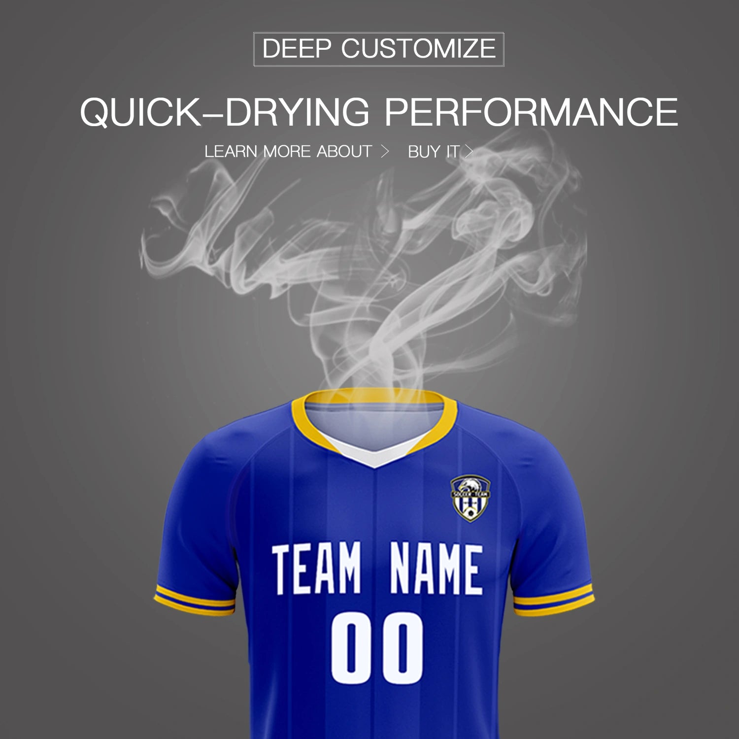 Custom Royal Blue-Old Gold Navy Design Uniform Soccer Sets Jersey