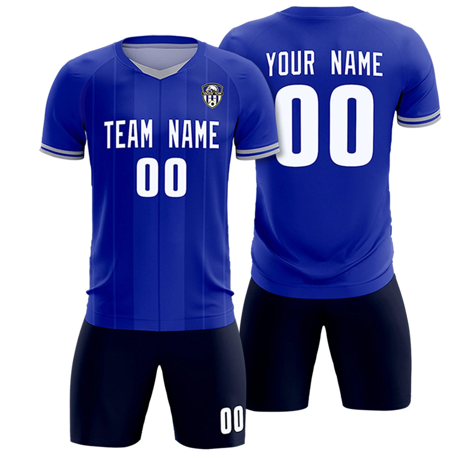 Custom Royal Blue-Gray Navy Design Uniform Soccer Sets Jersey