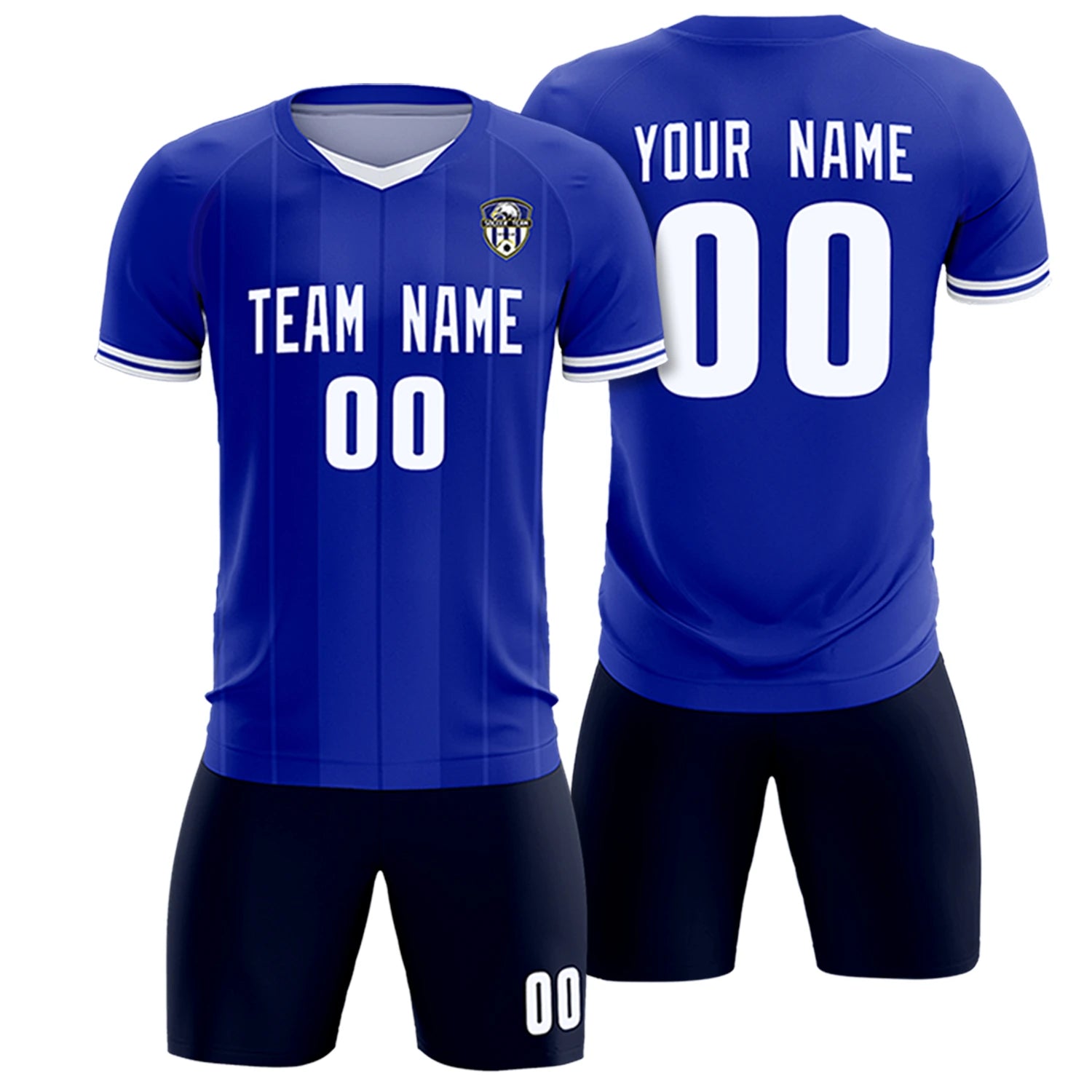 Custom Royal Blue-White Navy Design Uniform Soccer Sets Jersey
