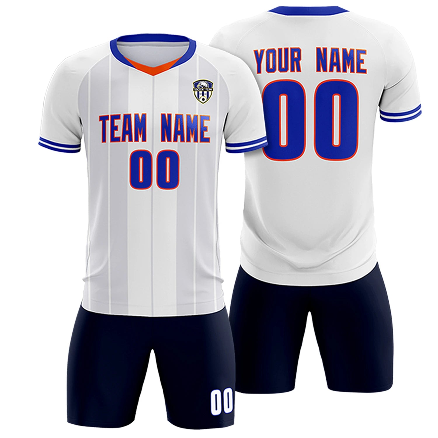 Custom White Orange-Navy Design Uniform Soccer Sets Jersey