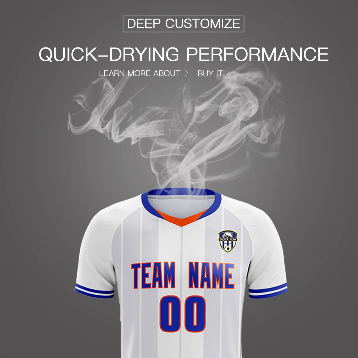 Custom White Orange-Navy Design Uniform Soccer Sets Jersey