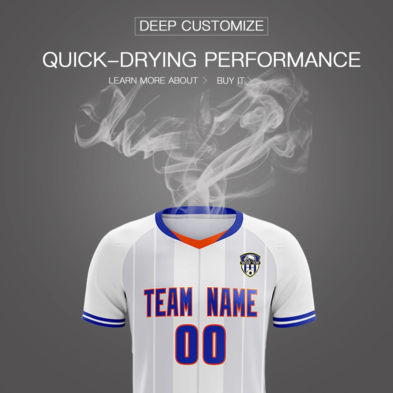 Custom White Orange-Navy Design Uniform Soccer Sets Jersey
