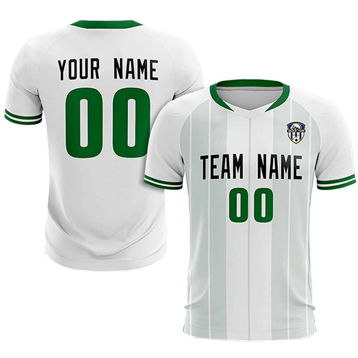 Custom White Kelly Green-Black Design Uniform Soccer Sets Jersey