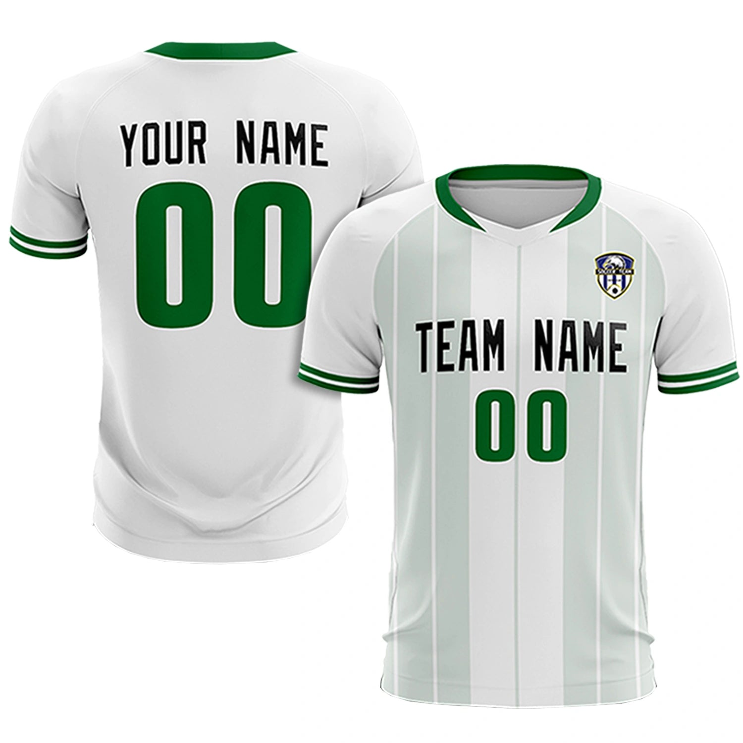 Custom White Kelly Green-Black Design Uniform Soccer Sets Jersey