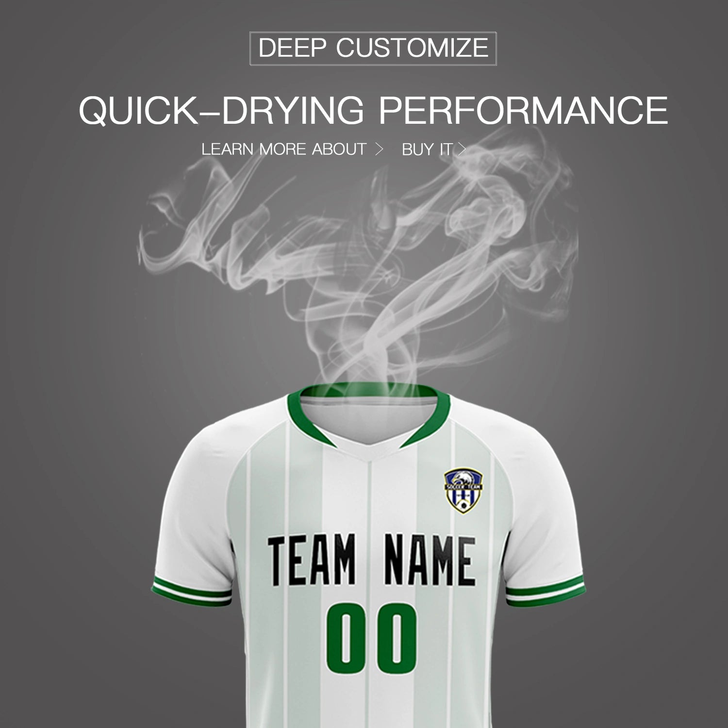 Custom White Kelly Green-Black Design Uniform Soccer Sets Jersey