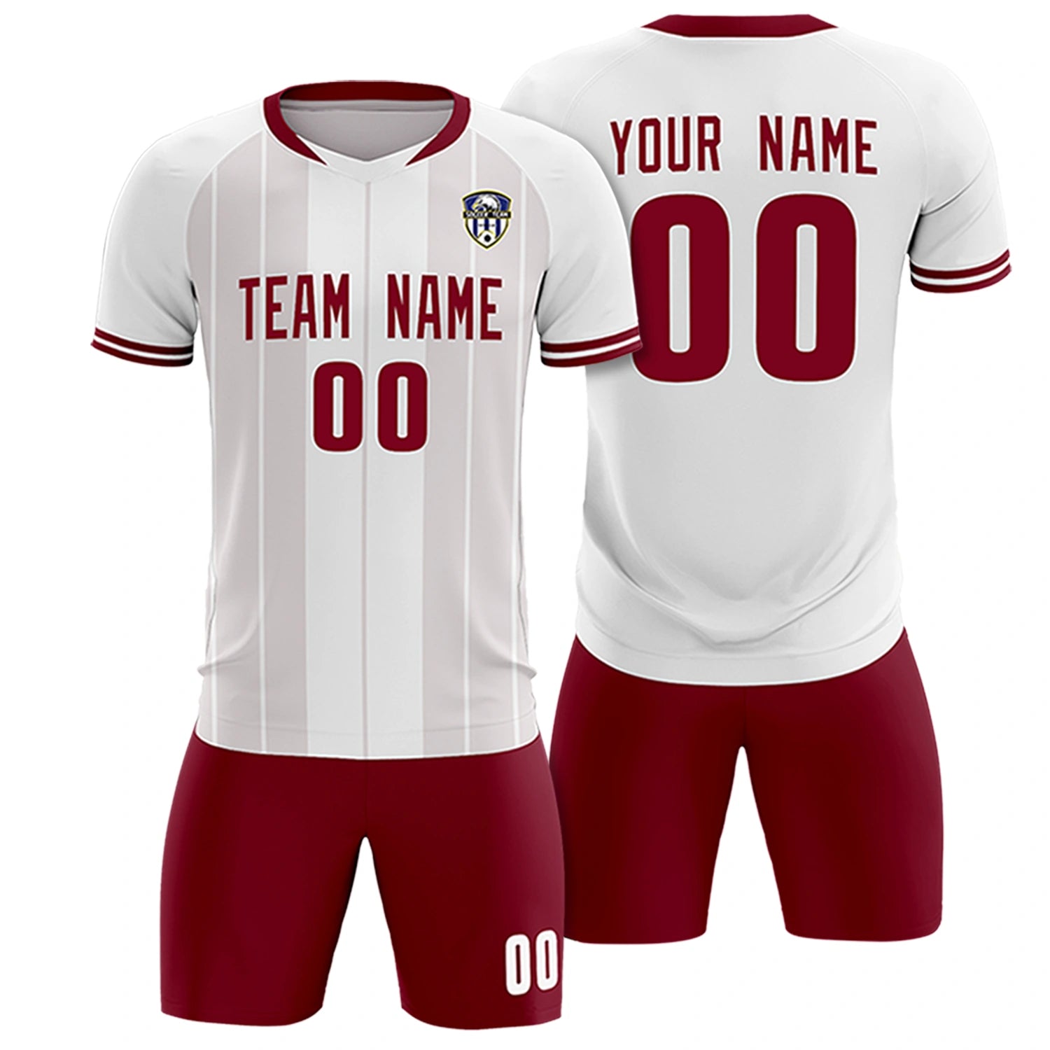 Custom White Crimson-Crimson Design Uniform Soccer Sets Jersey
