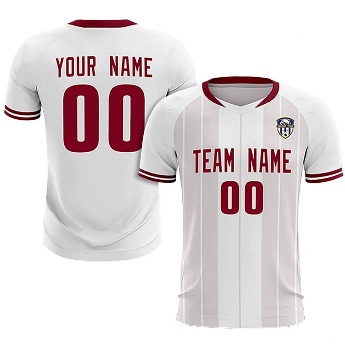 Custom White Crimson-Crimson Design Uniform Soccer Sets Jersey