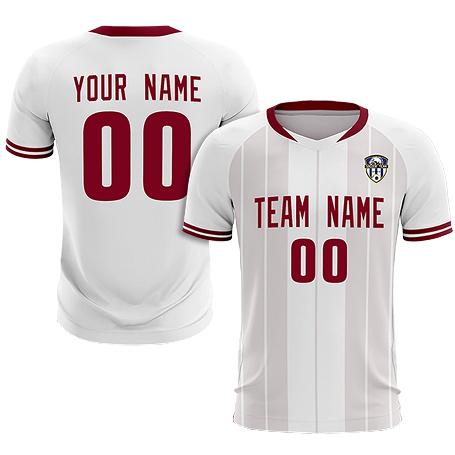 Custom White Crimson-Crimson Design Uniform Soccer Sets Jersey