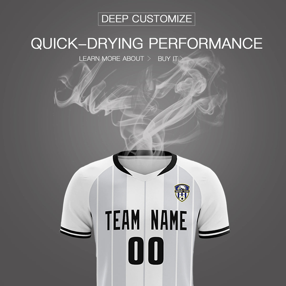 Custom White Black-Black Design Uniform Soccer Sets Jersey