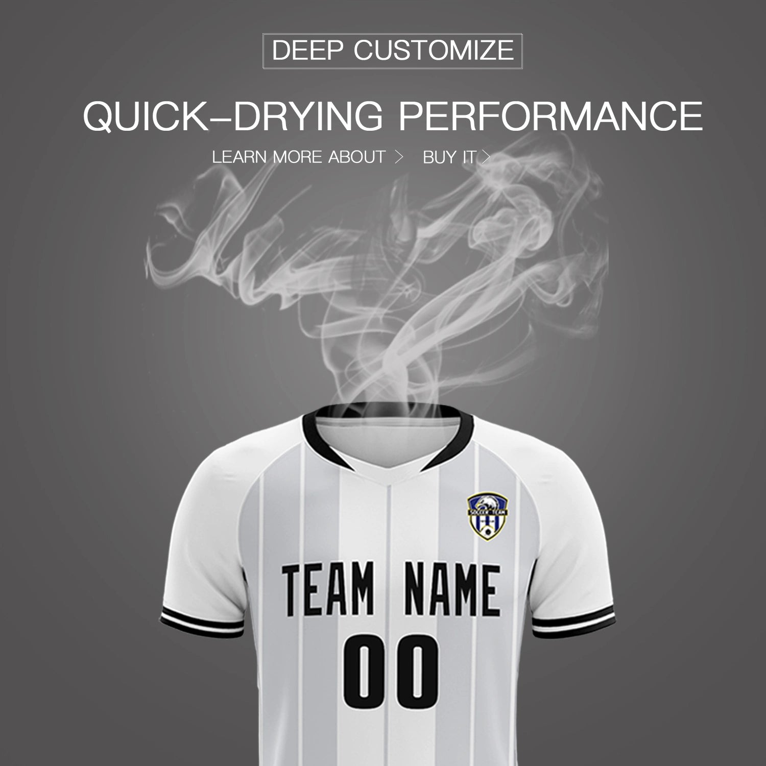 Custom White Black-Black Design Uniform Soccer Sets Jersey