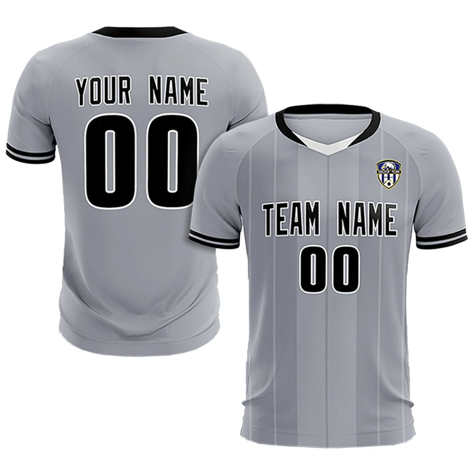 Custom Gray White-Black Design Uniform Soccer Sets Jersey