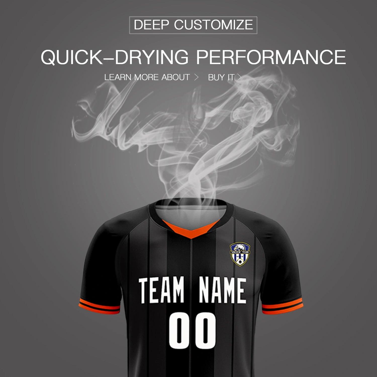 Custom Black Orange-Black Design Uniform Soccer Sets Jersey