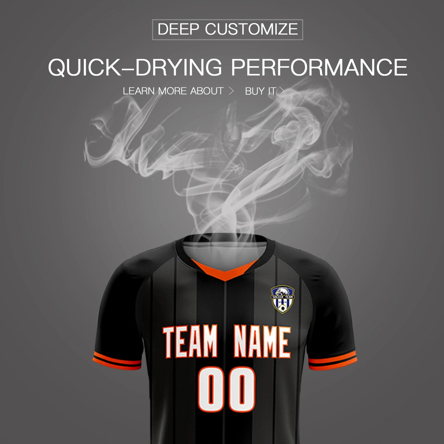 Custom Black Orange-Black Design Uniform Soccer Sets Jersey