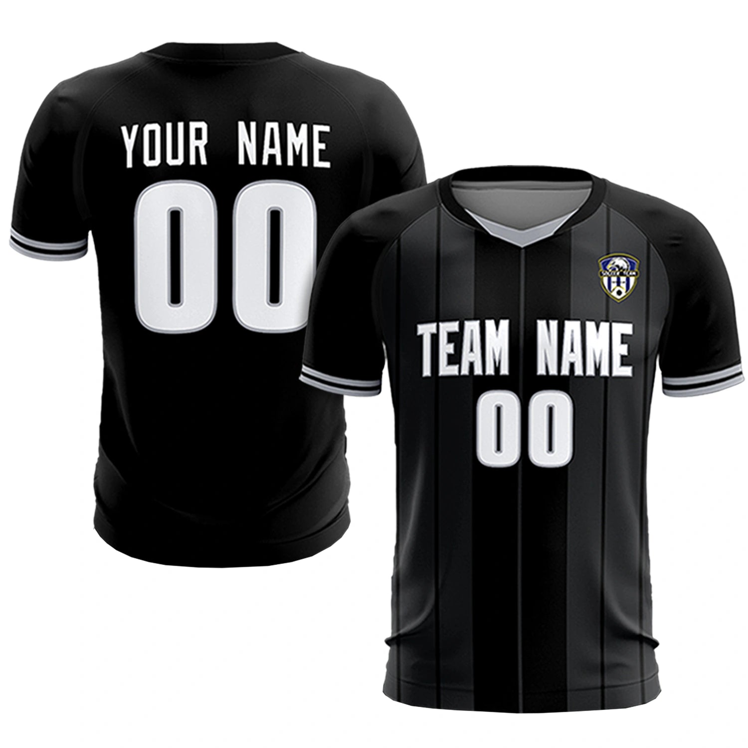 Custom Black Gray-Black Design Uniform Soccer Sets Jersey