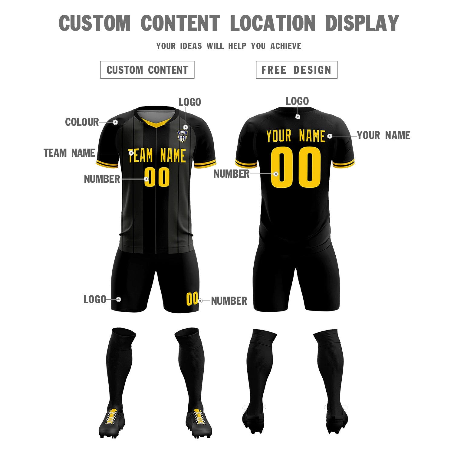 Custom Black Gold 01-Black Design Uniform Soccer Sets Jersey