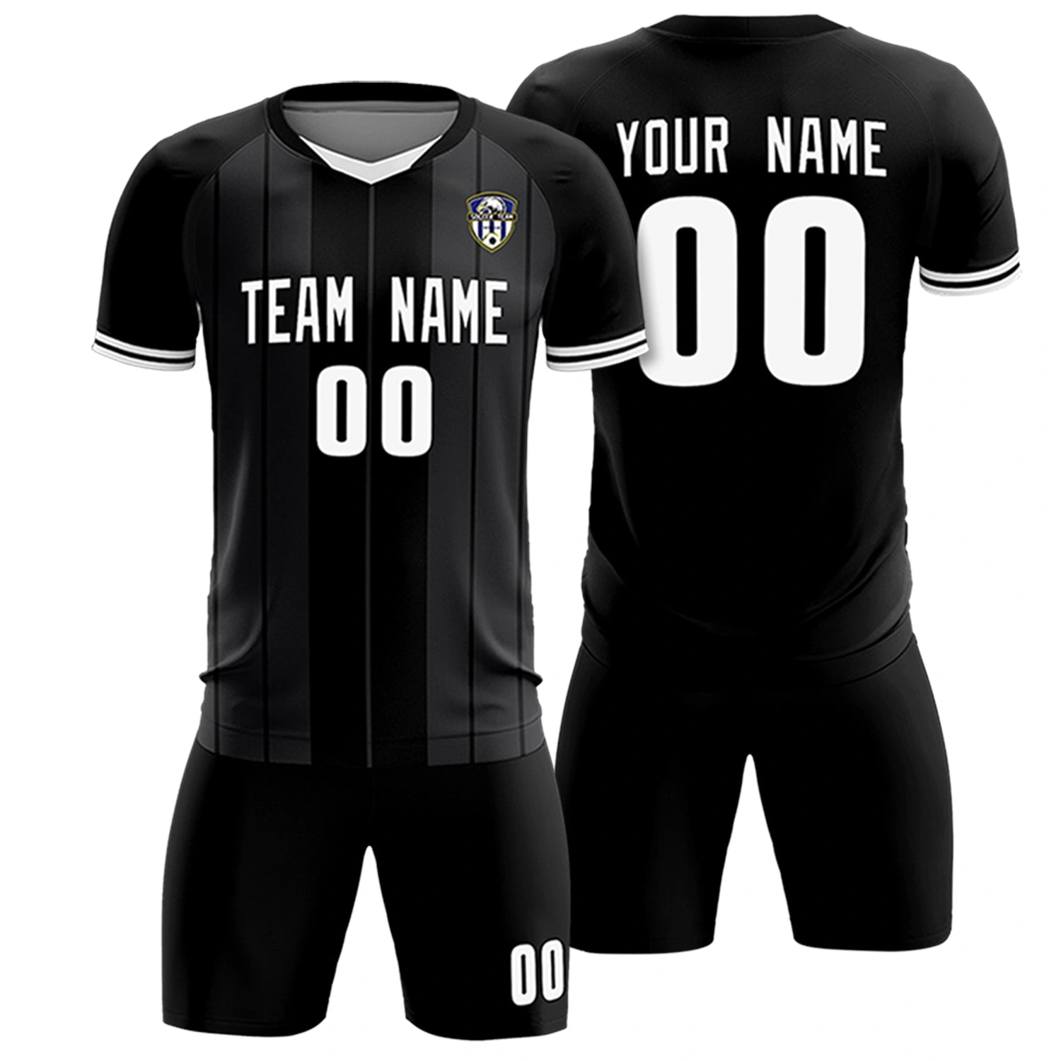 Custom Black White-Black Design Uniform Soccer Sets Jersey