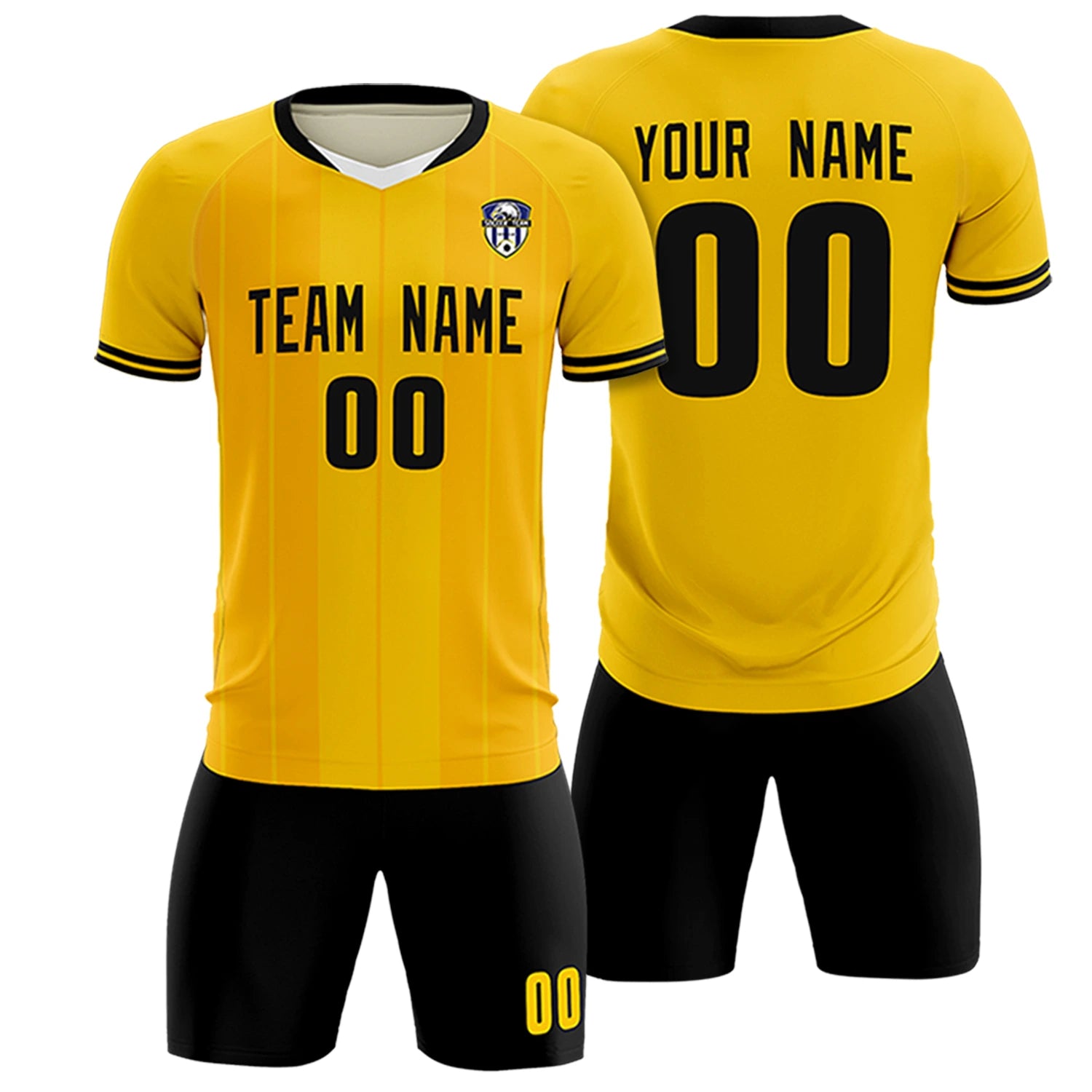 Custom Gold 01 White-Black Design Uniform Soccer Sets Jersey