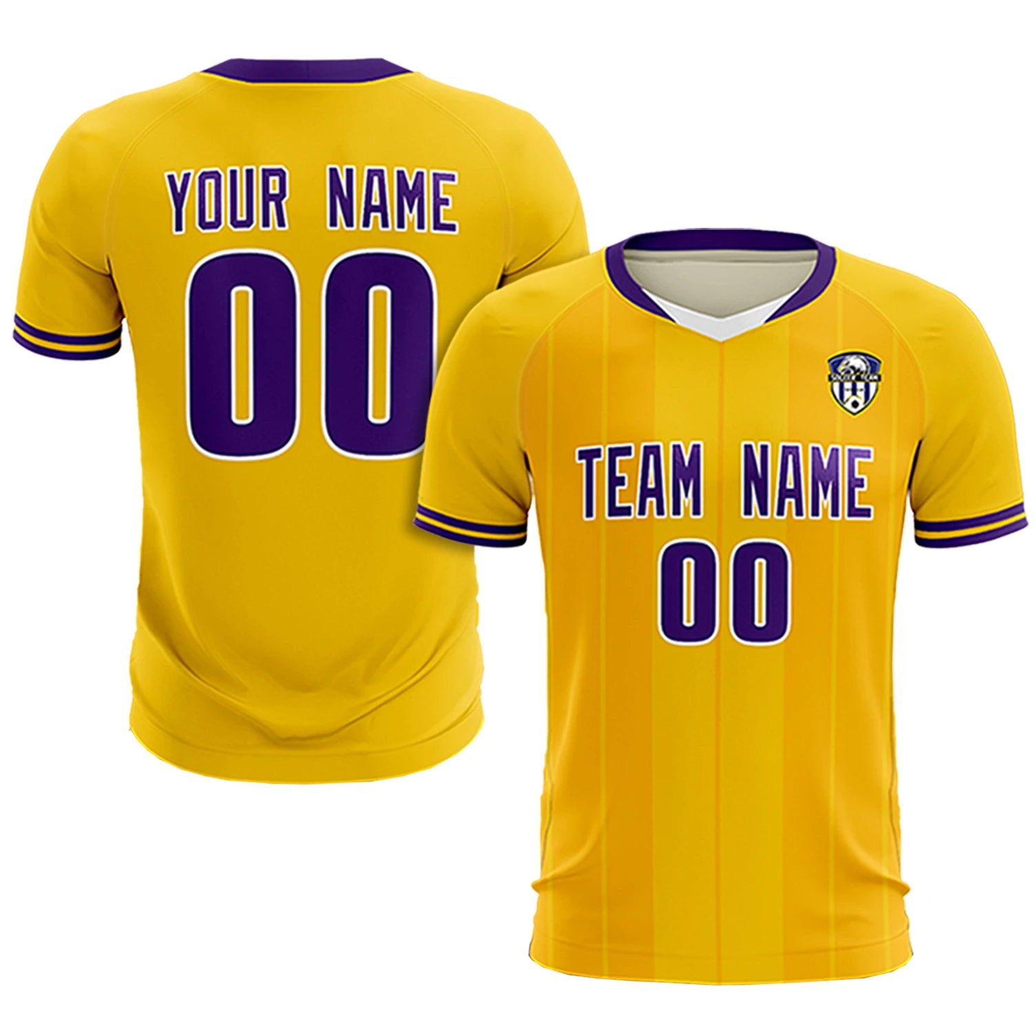 Custom Gold 01 White-Purple Design Uniform Soccer Sets Jersey