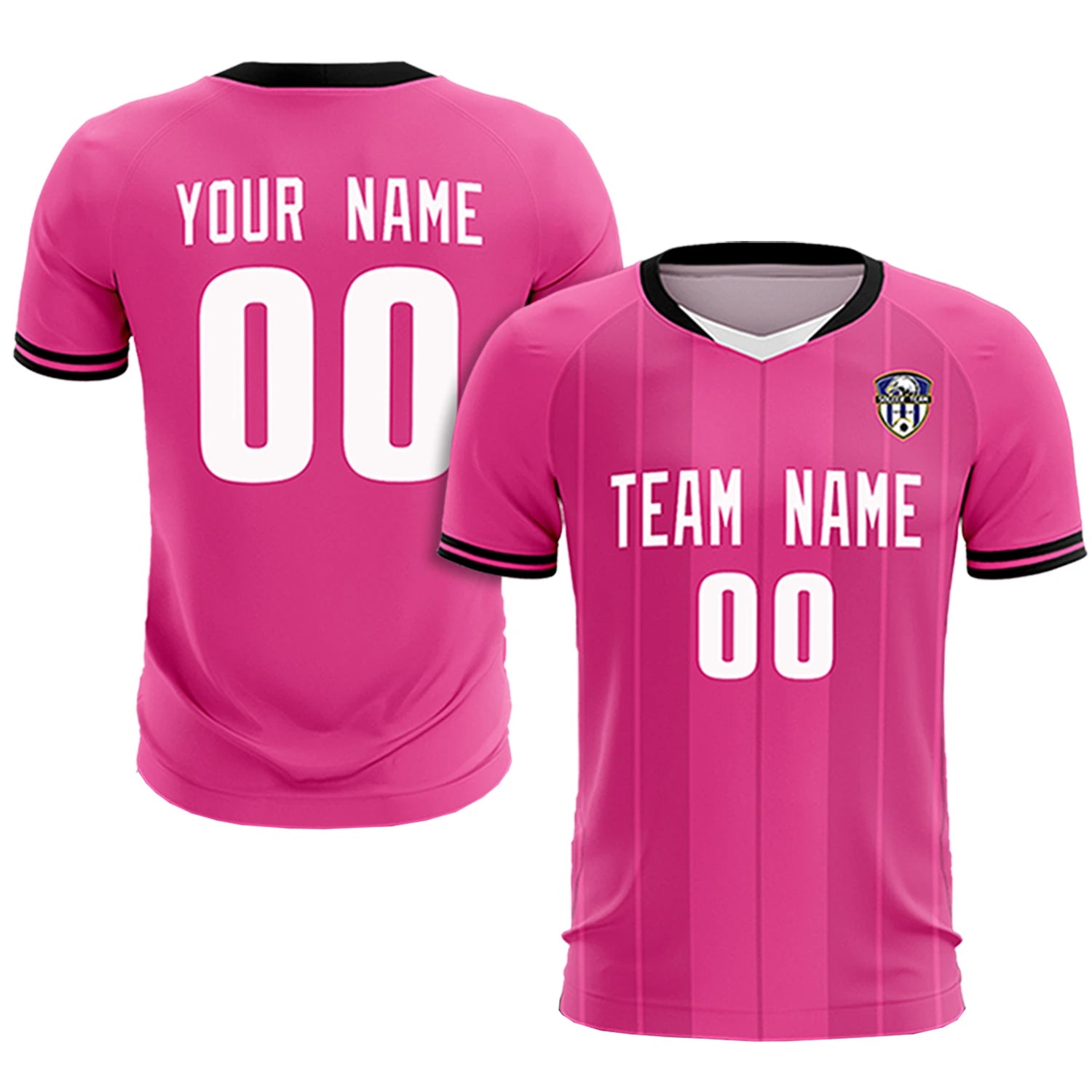 Custom Pink White-Black Design Uniform Soccer Sets Jersey