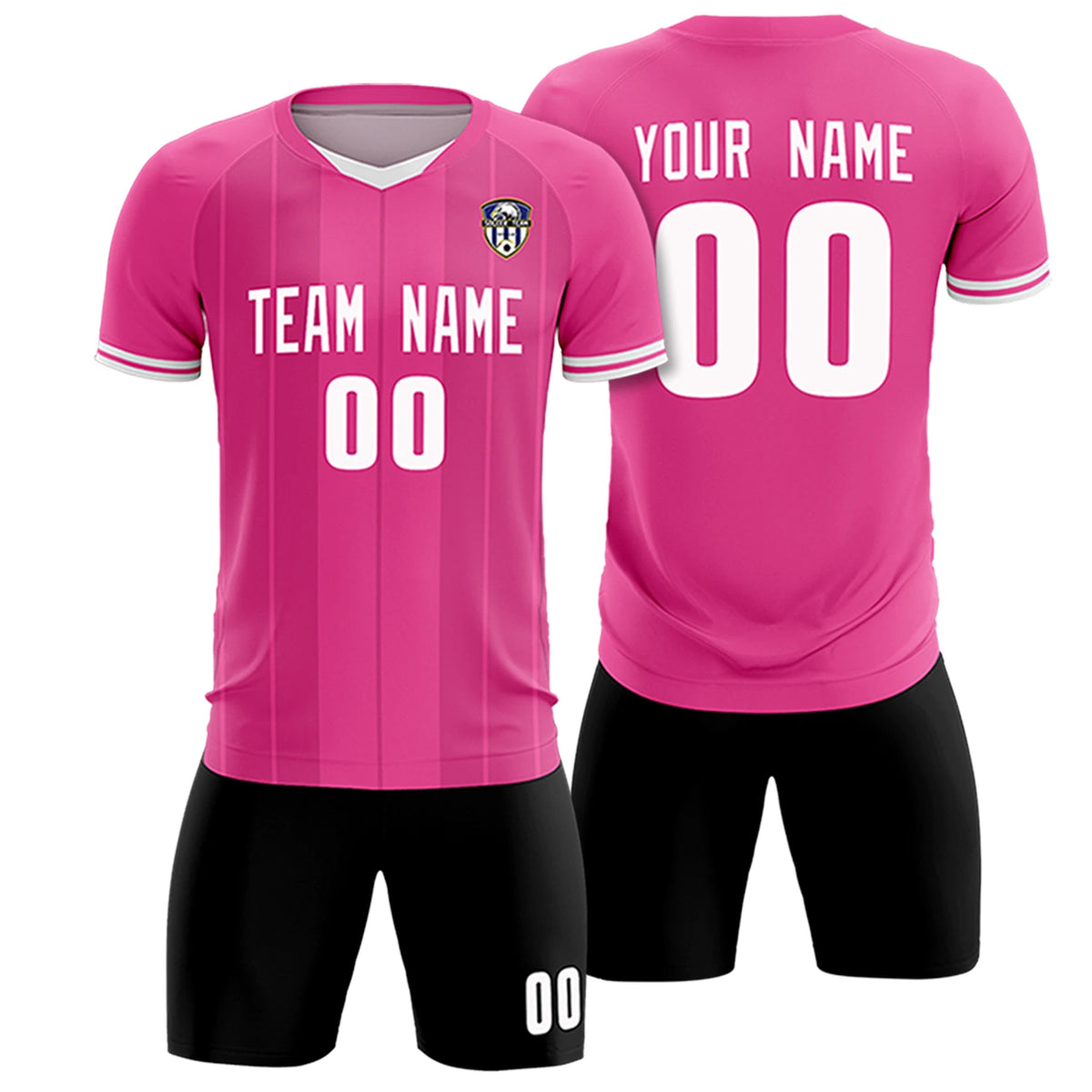Custom Pink White-Black Design Uniform Soccer Sets Jersey