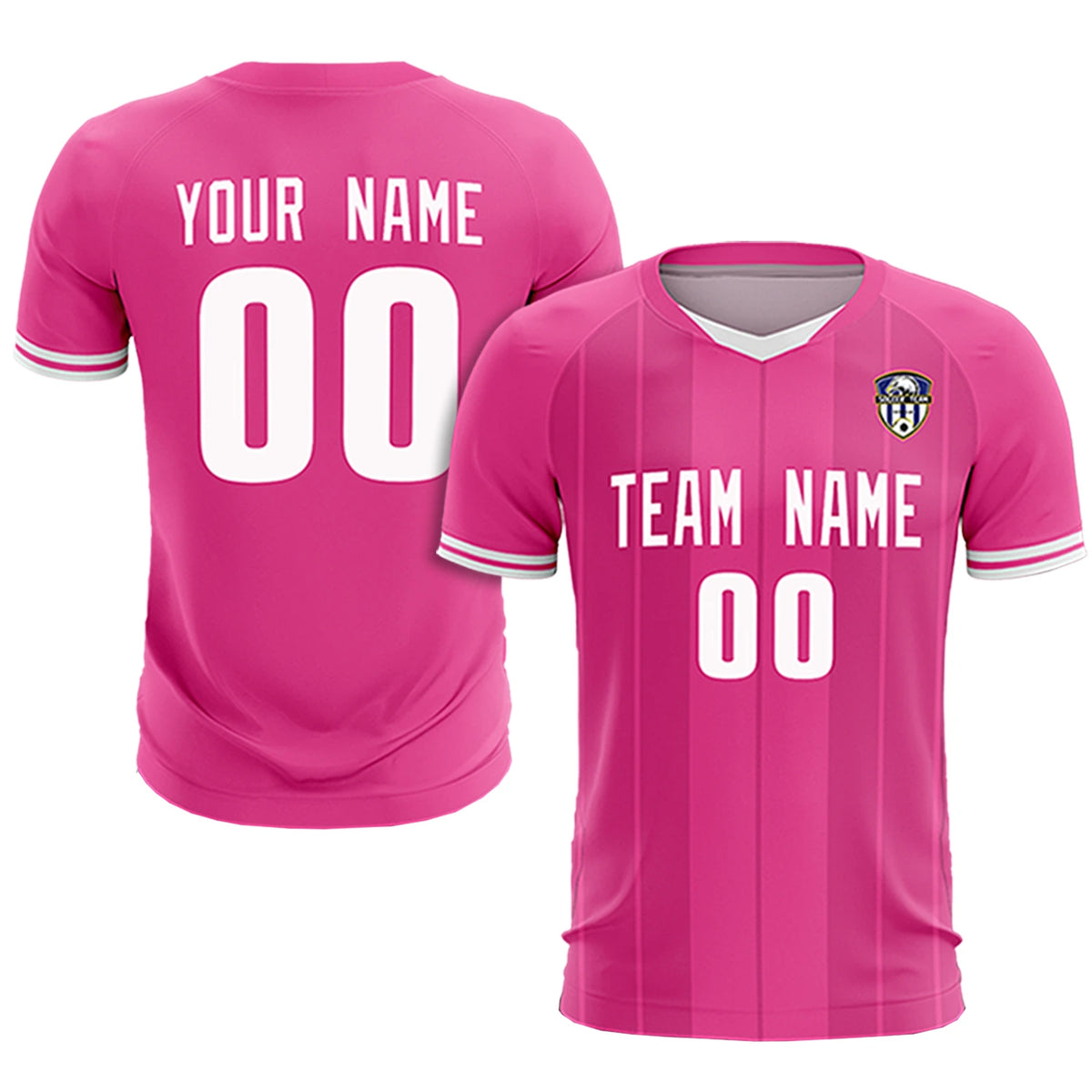 Custom Pink White-Black Design Uniform Soccer Sets Jersey