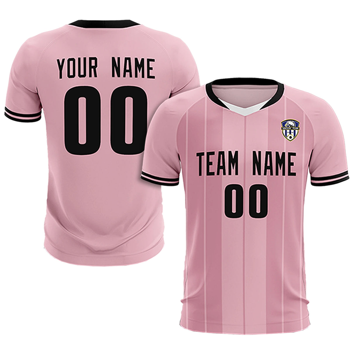 Custom Light Pink White-Black Design Uniform Soccer Sets Jersey