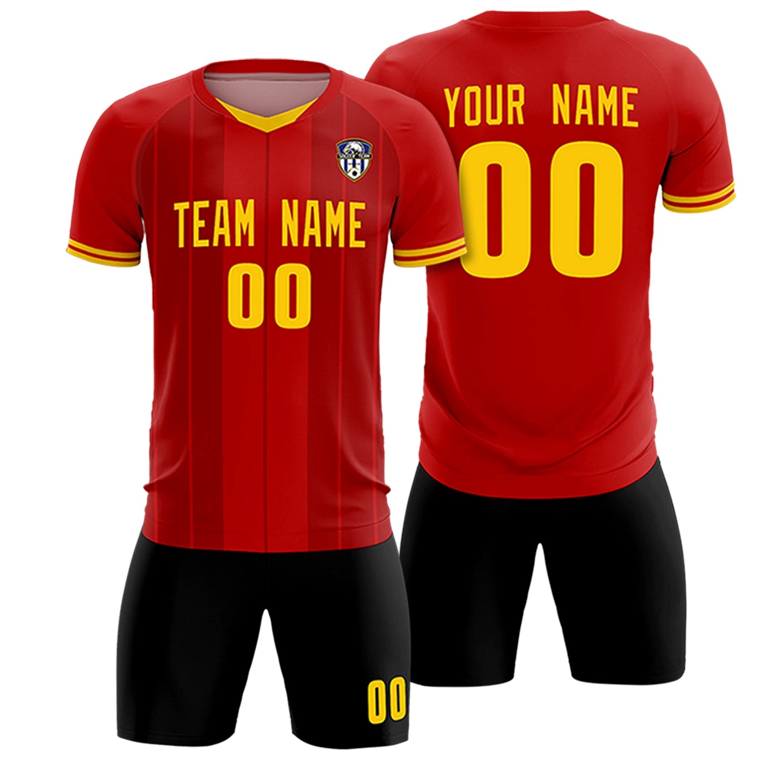 Custom Red Gold 01-Black Design Uniform Soccer Sets Jersey