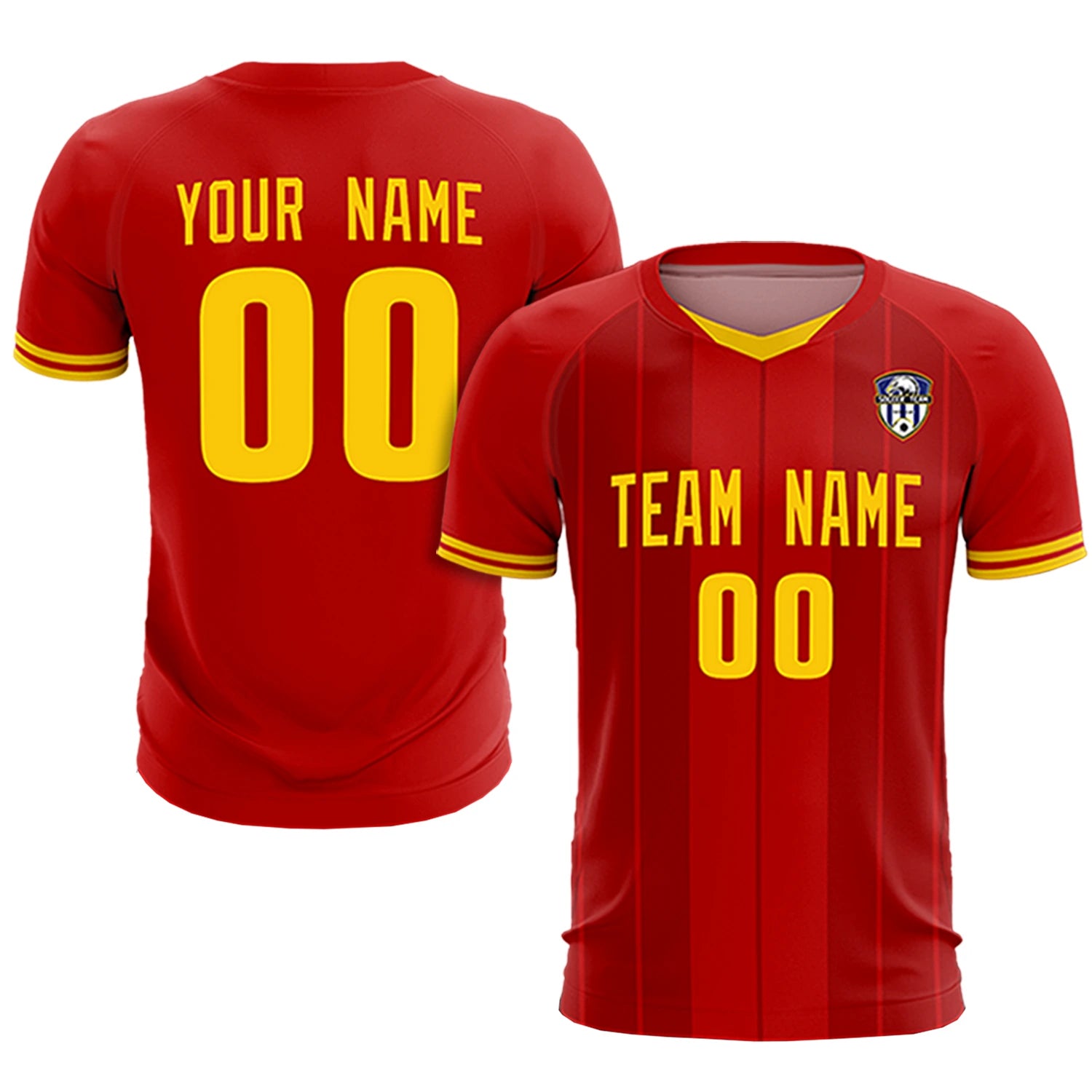Custom Red Gold 01-Black Design Uniform Soccer Sets Jersey