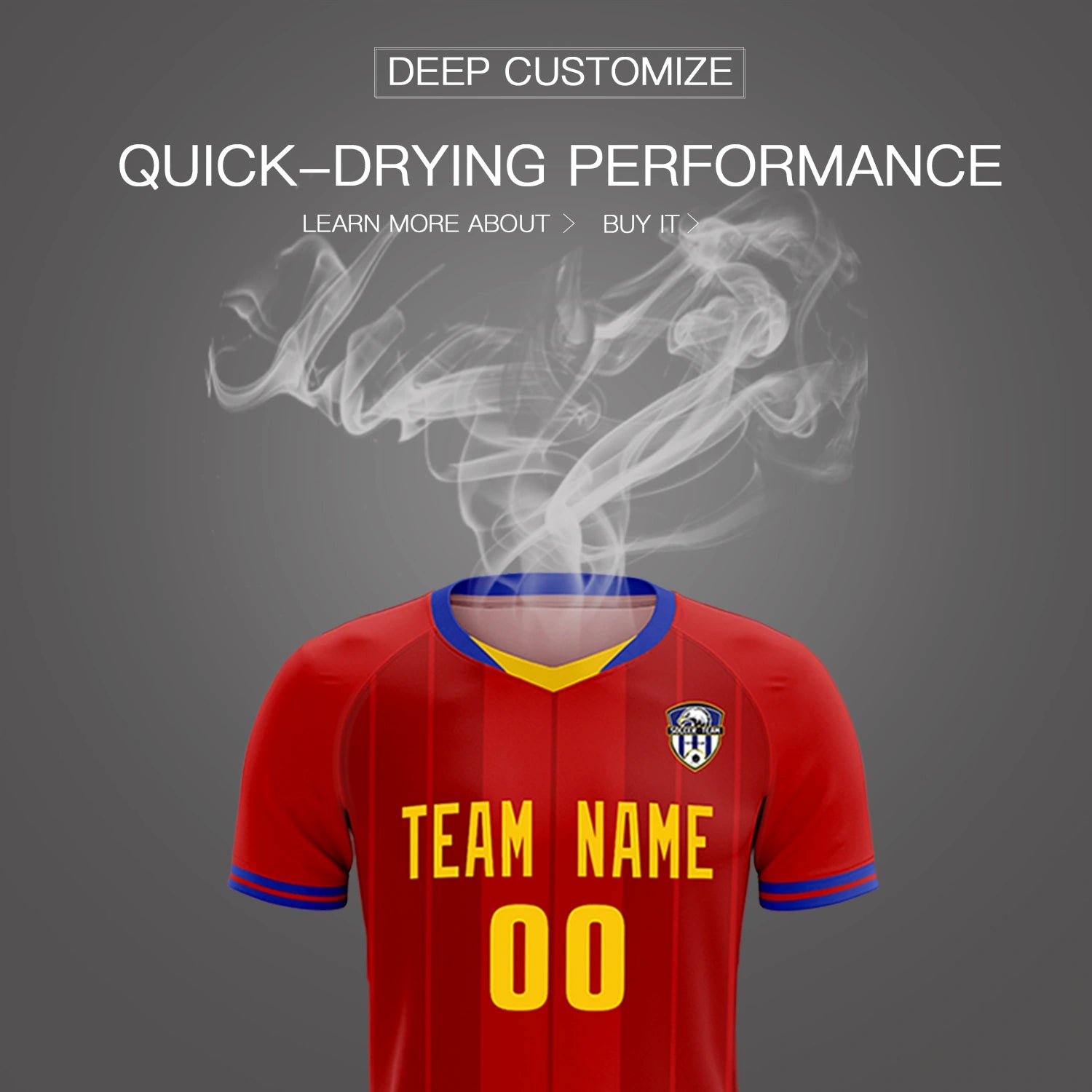 Custom Red Gold 01-Royal Blue Design Uniform Soccer Sets Jersey