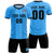 Custom Powder Blue Black-Black Design Uniform Soccer Sets Jersey