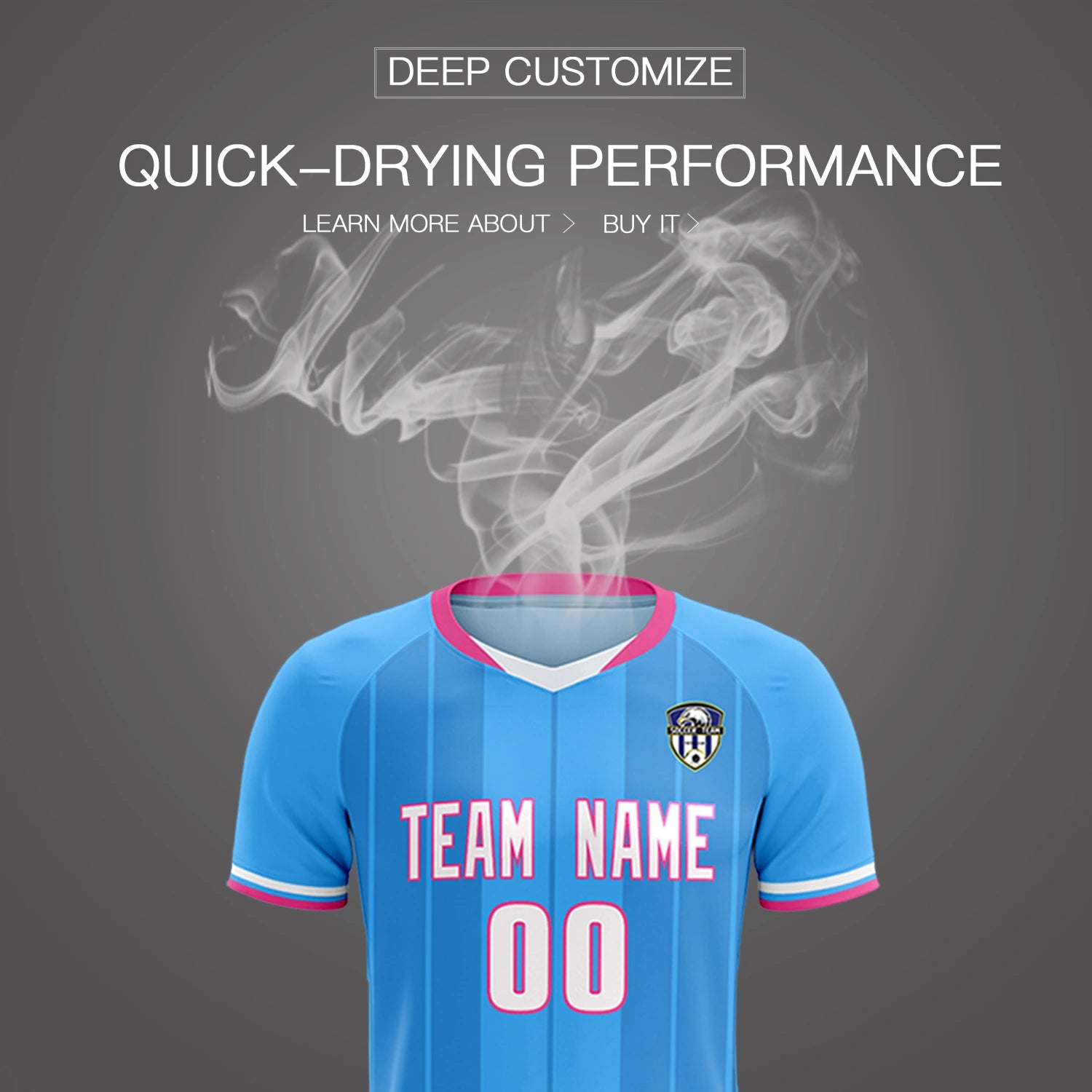Custom Powder Blue Pink-Navy Design Uniform Soccer Sets Jersey