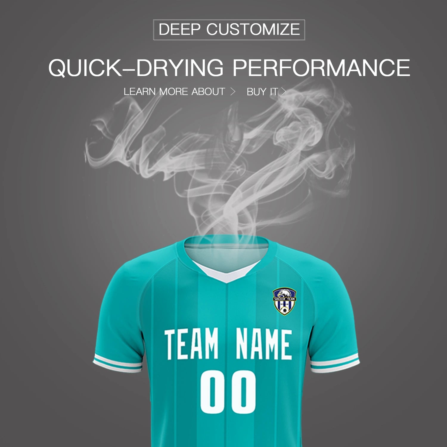 Custom Aqua White-Black Design Uniform Soccer Sets Jersey