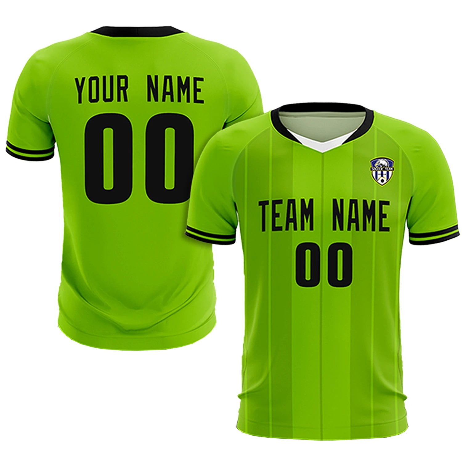 Custom Neon Green White-Black Design Uniform Soccer Sets Jersey