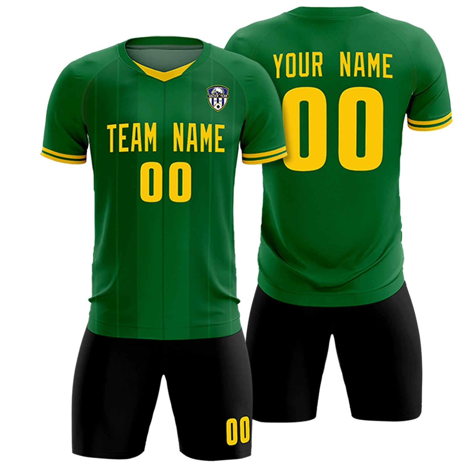 Custom Kelly Green Gold 01-Black Design Uniform Soccer Sets Jersey