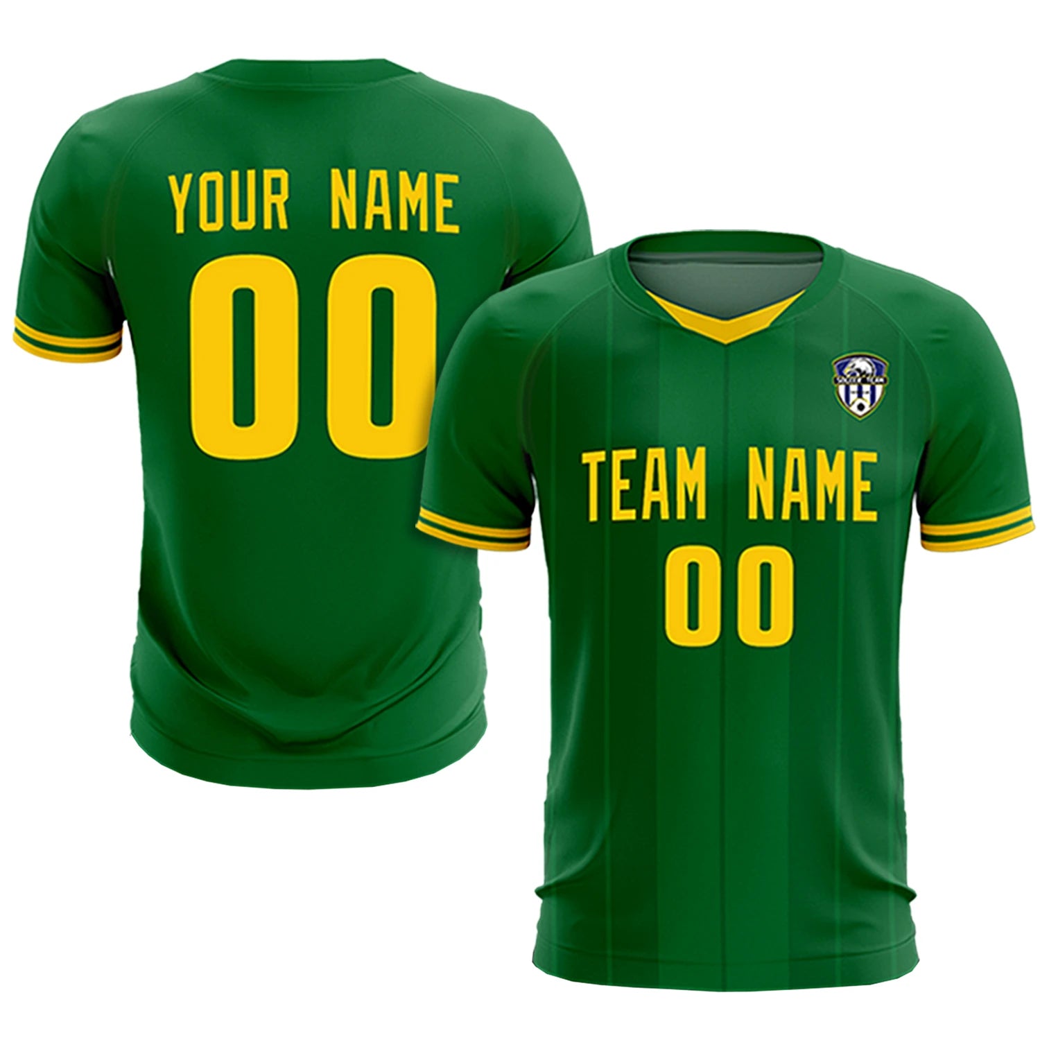 Custom Kelly Green Gold 01-Black Design Uniform Soccer Sets Jersey