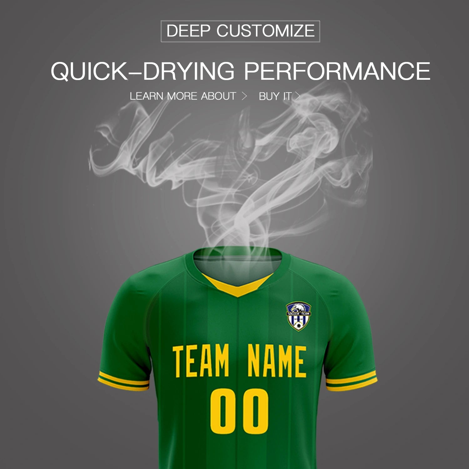 Custom Kelly Green Gold 01-Black Design Uniform Soccer Sets Jersey