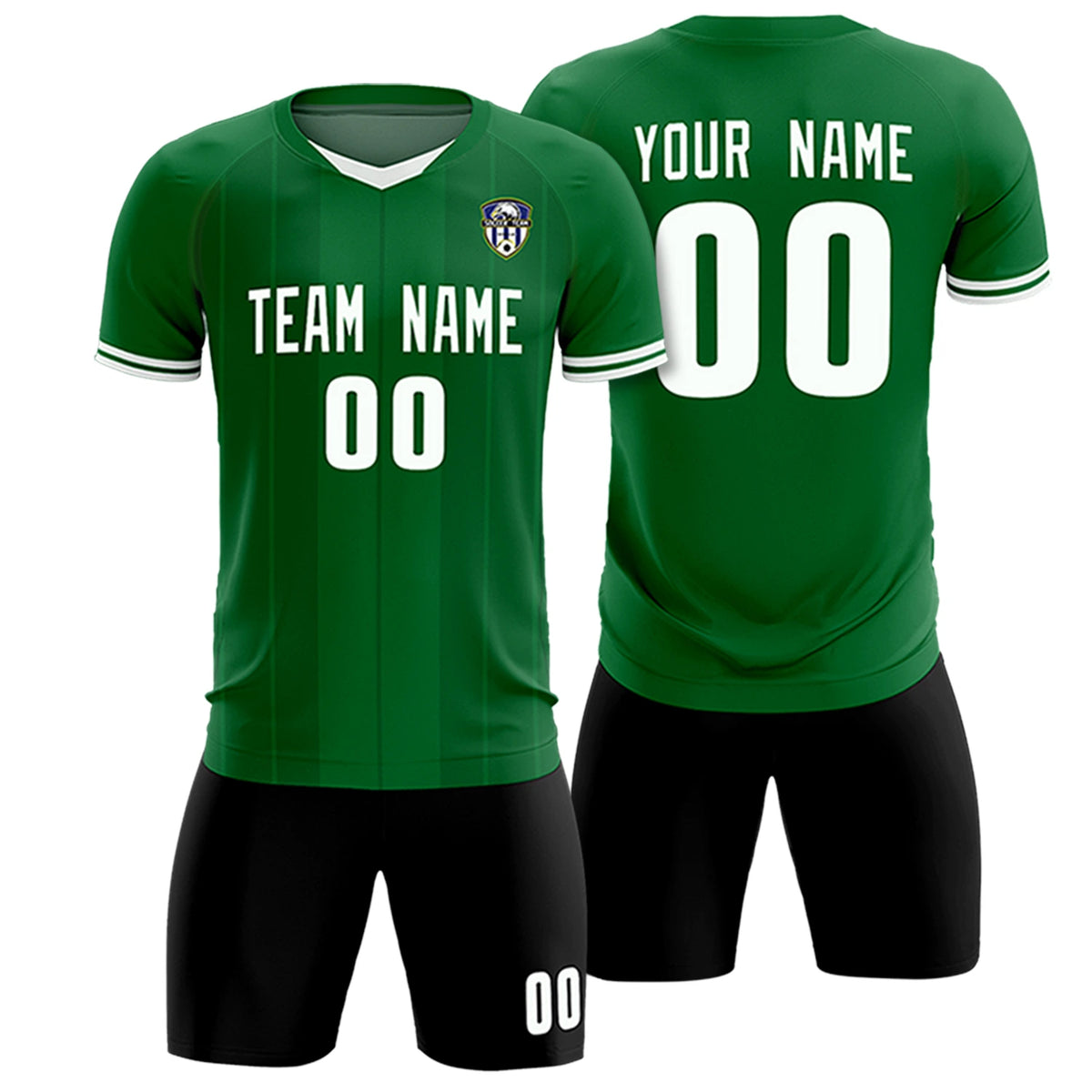 Custom Kelly Green White-Black Design Uniform Soccer Sets Jersey