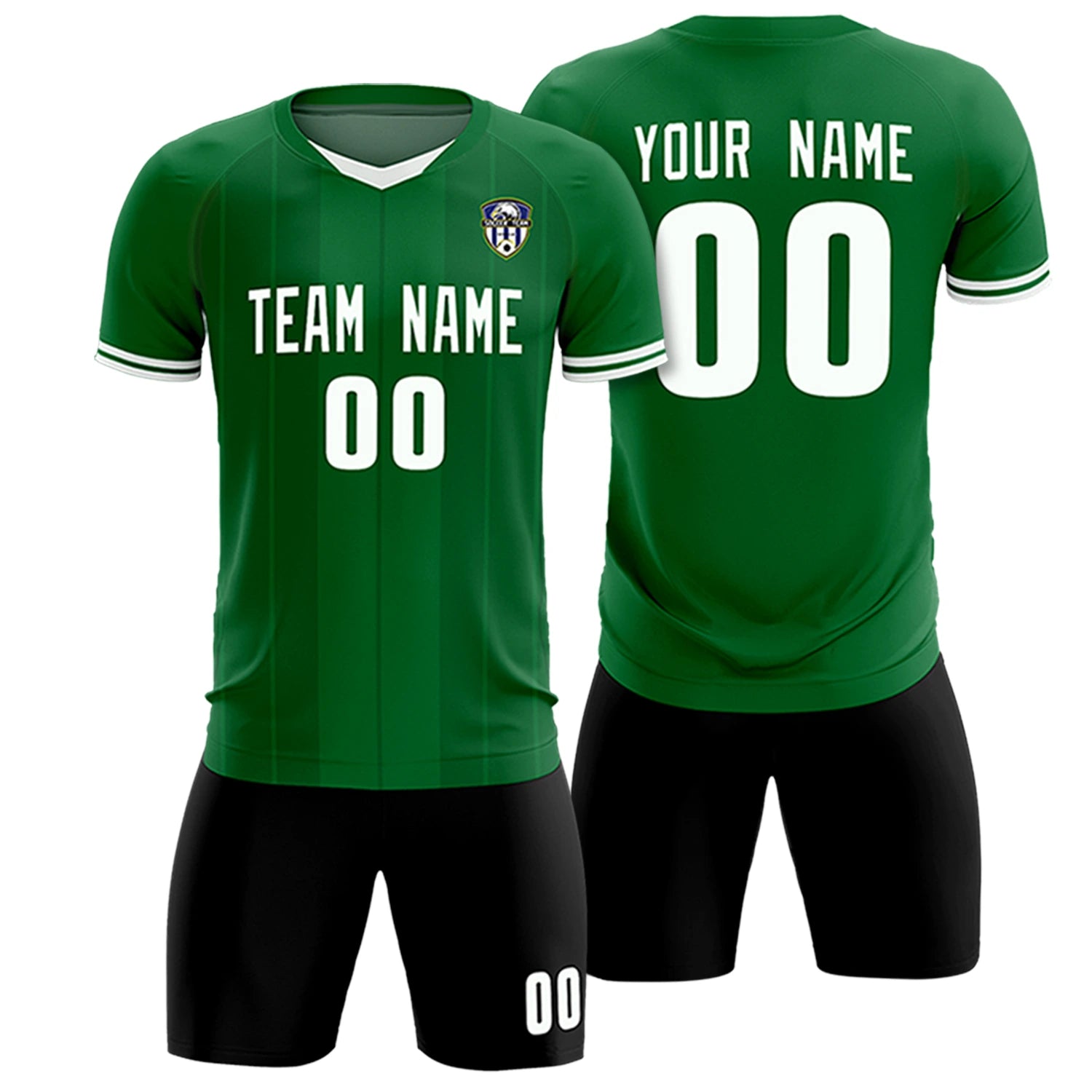 Custom Kelly Green White-Black Design Uniform Soccer Sets Jersey