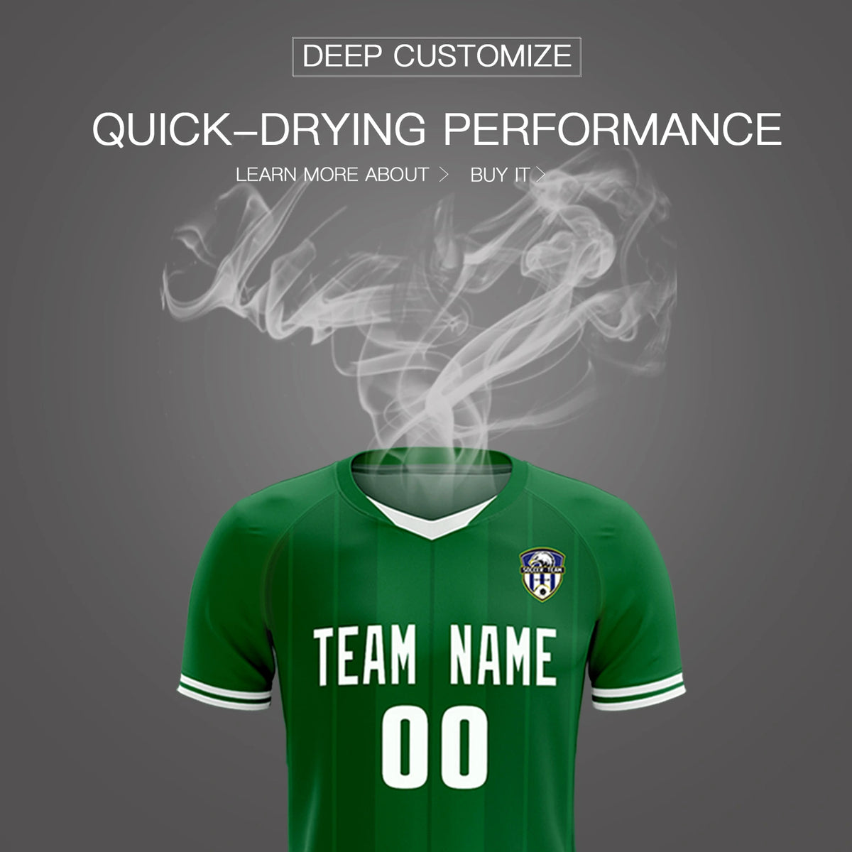 Custom Kelly Green White-Black Design Uniform Soccer Sets Jersey