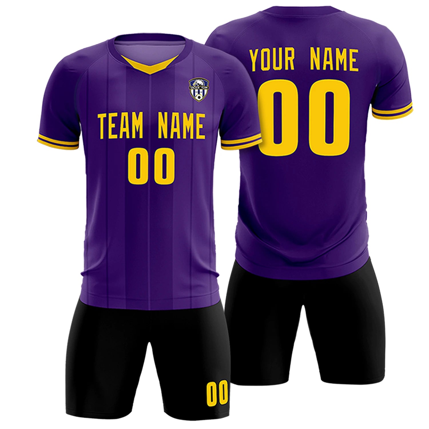 Custom Purple Gold 01-Black Design Uniform Soccer Sets Jersey