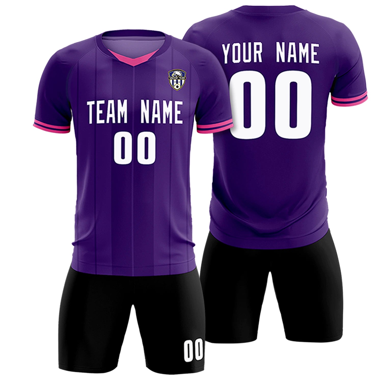 Custom Purple Pink-Black Design Uniform Soccer Sets Jersey