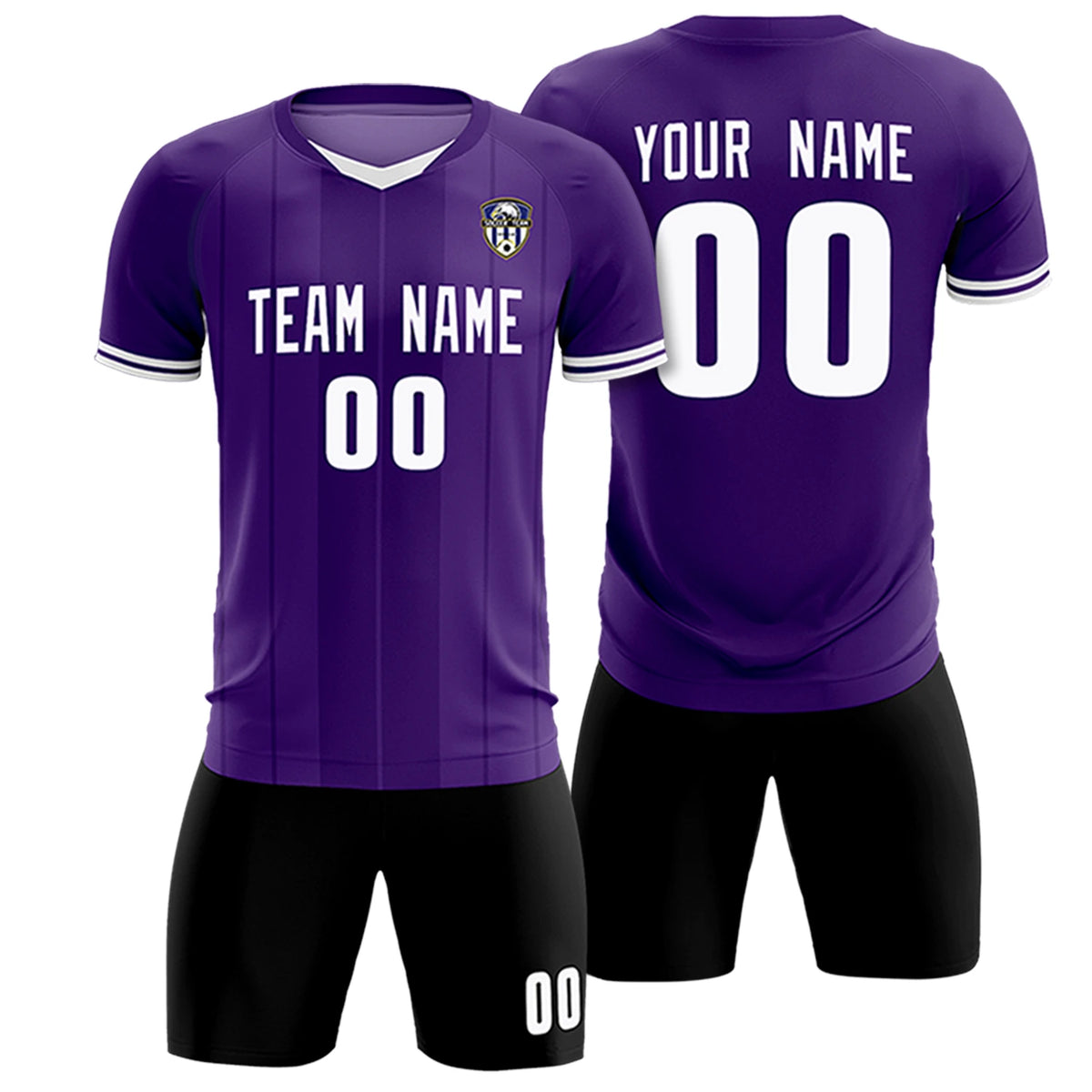 Custom Purple White-Black Design Uniform Soccer Sets Jersey